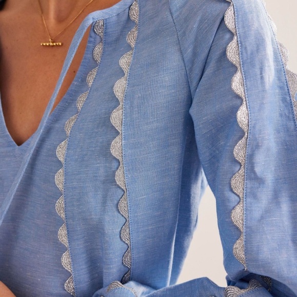 Biden Ric Rac Light Blue Tunic Dress with Tassel Details. Size 16R - Picture 3 of 15